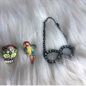 Bundle - Skull Ring, Bird Ring & Infinity bracelet